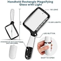 Miniatyrbilde 2 av 5: Rektangulær leseforstørrelsesglass med 5 LED-lys, 3X stort dimbart LED-leseforstørrelsesglass for eldre, aviser