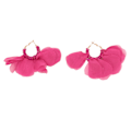Miniatyrbillede 4 af 8: Store Større Stof Blomster Dangle Øreringe Intrikate Perle Håndlavede Stof Kronblad Hoop Øreringe til Kvinder Piger Ferie Bryllup Rose Rød