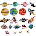 Miniatyrbillede 1 af 5: Strygemærker til Børn, 21 Stykker Strygemærker Univers Sy-På Applikationsmærker til DIY T-Shirt Jeans Tøj Tasker, Mærke Mærker (Farve Mix-21PCS)