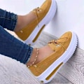 Miniatyrbilde 1 av 3: Kvinners sommerplattform sport casual sko snøring pluss størrelse 43 komfort sklisikre kvinners loafers vulkaniserte sko