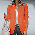 Miniatyrbilde 1 av 5: Uformell langærmet blazer for kvinner - Sjal krage blazer 5XL oransje