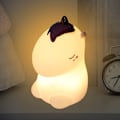 Miniatyrbillede 6 af 8: Silikone farverige søde dyr USB opladning LED natlys lampe til soveværelse seng hvid