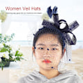 Miniatyrbilde 7 av 8: Bryllup Kvinner Nett Mesh Brud Slør Hatter Brud Fascinator Hodeplagg Hår Tilbehør(Marineblå)