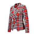 Miniatyrbillede 4 af 5: Stilful Slim Fit Tartan Blazer Jakke til Kvinder med Knapper S Rød