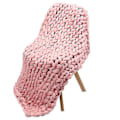 Miniatyrbilde 5 av 5: Tykk strikket rosa ullpledd 80x80cm