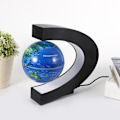 Miniatyrbilde 2 av 8: 4in C-formet magnetisk levitasjon flytende globus lysende rotasjonsglobus hjem skrivebordsdekorasjon 100-240V blå EU-plugg