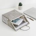Miniatyrbillede 3 af 4: Vægophængt Organizer i Canvas med Sidelomme i Mesh - Grå Ternet