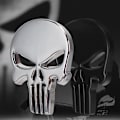 Pikkukuva 5 / 5: Kallo Punisher -ajoneuvotarrat - 4 kpl, metalliset tarrat moottoripyöriin ja ajoneuvoihin (musta ja hopea)