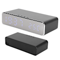 Miniatyrbillede 6 af 8: Multifunktionel trådløs oplader USB digital LED bordalarm ur termometer til xiaomi sølv