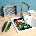 Miniatyrbild 3 av 3: Teleskopisk diskbänk av rostfritt stål och diskställ för kök, grå - perfekt för att diska och tömma frukt/grönsaker