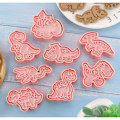 Miniatyrbillede 6 af 8: Dinosaur Cookie Form Sød Mad Grade Plastik 3D Dyr Bage Cutter til Kiks Kager Desserter Håndværk