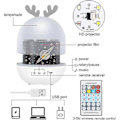 Miniatyrbillede 3 af 3: LED Stjernehimmel Projektor, Sternen Klar Projektor Lys Med Timer Funktion/360 Roter/8 Sange/6 Projektionsemner/Fjernbetjening/4 Farver Justerbar