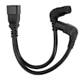 Miniatyrbilde 2 av 8: IEC320 C20 til dobbel C13 ledning 1 i 2 ut dobbel rett vinkel Y splitter strømkabel for skrivebordslampe skriver 12,6 tommer
