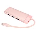 Miniatyrbilde 4 av 8: 6-i-1 dokkingstasjon Type C til PD 3USB3.0 High Definition Multimedia Interface RJ45 utvidelsesdokk Rosa
