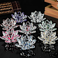 Miniatyrbillede 1 af 2: Quartz Krystaller Lotus Blomst Håndværk Glas Fengshui Ornamenter Zekai Gul 60mm