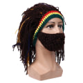 Miniatyrbillede 2 af 8: Sjov Kreativ Interessant håndlavet parykhat Dreadlock Periwig Whiskers Skægparykhat (kaffe)