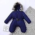 Miniatyrbild 3 av 5: Baby Hooded Jumpsuit - Unisex Romper för Pojkar och Flickor (0-24 Månader) 65cm Mörkblå