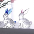 Miniatyrbillede 2 af 5: Påske Krystal Kanin Figurer, Forår Påske Kanin Statue, Glas Dyr Ornament Bordpynt Boligindretning