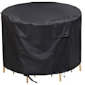 Miniatyrbillede 1 af 5: Vandafvisende Rund Havebordsovertræk - Polyester, Mesh Ventilation, Sort