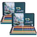 Miniatyrbild 2 av 8: 12-pack färgade pennor set vattenlöslig kärna 12 färger konst målning ritning graffiti