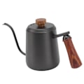 Miniatyrbilde 8 av 8: Rustfritt stål kaffekanne med trehåndtak Lang tut Rustfritt polert overflate Glatt bærbar for kjøkken Svart 600ml