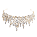 Miniatyrbillede 8 af 8: Brudekrone pandebånd Golden Wedding Rhinestone Crown Romantisk Elegant Crown Hårtilbehør