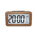 Miniatyrbild 1 av 5: Digital Väckarklocka, Träväckarklocka med Stor LCD-bakgrundsbelyst Display, Temperatur, Snooze-funktion, Ljussensor, 3 AAA Batteridriven