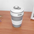 Miniatyrbilde 5 av 8: 500 ml silikon sammenleggbar kaffekopp bærbar tekopp vannkopper krus for innendørs utendørs grå