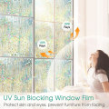 Miniatyrbilde 3 av 4: Rainbow 3D-farget glass-vindusfilm: Varmeblokkerende dekorativ vinyl klamrer seg til for personvern - Avtakbare hjemmefargingsklistremerker for bad og dører