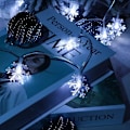 Miniatyrbillede 2 af 5: Snefnug Juleguirlande - I alt 1,5 meter 10 Vandtætte Batteridrevne LED'er til Indendørs/Udendørs Juledekorationer (Farverigt Lys)