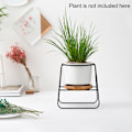 Miniatyrbillede 1 af 8: Sukkulente potter med stativholder Hvid moderne keramisk blomsterkrukkepotte Sort jernstativ Bambusbakke Hjemmekontor Indendørs dekoration