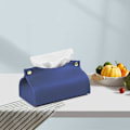 Miniatyrbillede 2 af 4: Læder Servietboks, Servietholder Vævsdispensere, Nordisk Stil Servietboks, Foldbar Servietboks til Hjemmet, Vævsdispenser (Blå)