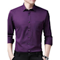 Pikkukuva 1 / 4: Miehet Slim Fit Violetti Pitkähihainen Napitettu Pukeutumispaita