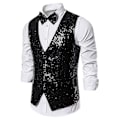 Miniatyrbillede 1 af 4: Sequins Casual Vest til mænd, Sort, XXL