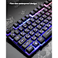 Miniatyrbillede 5 af 8: Regnbue baggrundsbelyst gaming tastatur og musesæt mekanisk følelse kablet gaming mus og tastatur