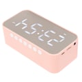 Miniatyrbild 5 av 8: Trådlös Bluetooth-högtalare Stereo Ljud Brusreducerande Temperaturdisplay Röstmeddelande FM-radio Spegelväckarklocka Rosa