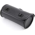 Motorcycle Fork Bag PU Leather Handlebar Tool Bag Sissy Bar Roll Bag Saddlebag with 2 Straps, Un black