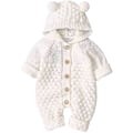 Miniatyrbilde 1 av 5: Strikket babyjente hettegenser jumpsuit