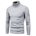 Miniatyrbilde 1 av 4: Slank Passform Høy Hals Strikket Genser Pullover for Menn i Lysegrå