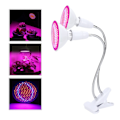Miniatyrbilde 2 av 8: 24W E27 Dobbelhode 400 LED Plantevekstlys med Skrivebordsklipsholder for Plantevekst 85‑265V