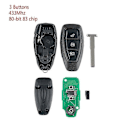 Miniatyrbilde 1 av 5: Bil Smart Fjernkontroll Nøkkel 3 Knapper Passer For Focus C-Max Mondeo Fiesta B-Max 433Mhz
