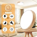 Miniatyrbillede 4 af 5: Loftslampe i træ, dæmpbar loftslampe 3000K-6000K, fjernbetjent LED loftslampe, 18W moderne lampe, 30CM, hvid