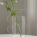 Miniatyrbild 8 av 8: Blomvas Modern Akryl Dekorativ Unik Vågig Form Vas för Sovrum Vardagsrumsbord Transparent