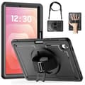 Compatible with Samsung Galaxy Tab S11 Case Hand Strap Stand PC + TPU Tablet Case with Shoulder Strap and Pen Holder Black