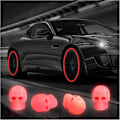 Miniatyrbillede 1 af 4: 4 Pak Glødende Hodeskalle Dækventilhætter Fluorescerende Universelle Dæksler til Biler Lastbiler Motorcykler Cykler