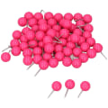 Miniatyrbilde 5 av 8: 100 stk. Trykknåler Kartstifter Stål Plast Dekorative merkestifter for korkplater 9,5x20mm Rose Rød