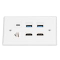 Pikkukuva 3 / 8: 6-porttinen seinälevy 2xHD-multimedialiitäntä 2xUSB3.0 1xType C 1xCat6 Ethernet-seinälevy TV-projektoritietokoneelle