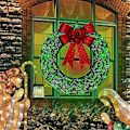 Miniatyrbild 5 av 5: Förbelyst Julkransdekoration för Utomhusbruk, Juldekorationer Utomhus Helig Julkrans Med Ljus Guld