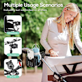 Miniatyrbillede 2 af 5: Universal 2-i-1 klapvogns kopholder med mobiltelefonholder og 360° roterbart design til kørestole, mobilitetsvandrere og cykler