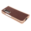 Miniatyrbillede 4 af 8: Telefon Etui Beskyttende Cover til Samsung Galaxy Z Fold 4 Nano Plating Krokodille Mønster Ægte Læder Ridsefast Brun